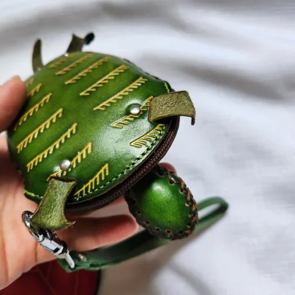 Green Turtle + Red Maple leave Leather Coin/ Change Bags / Wristlets for 1 Price - Picture 5 of 16